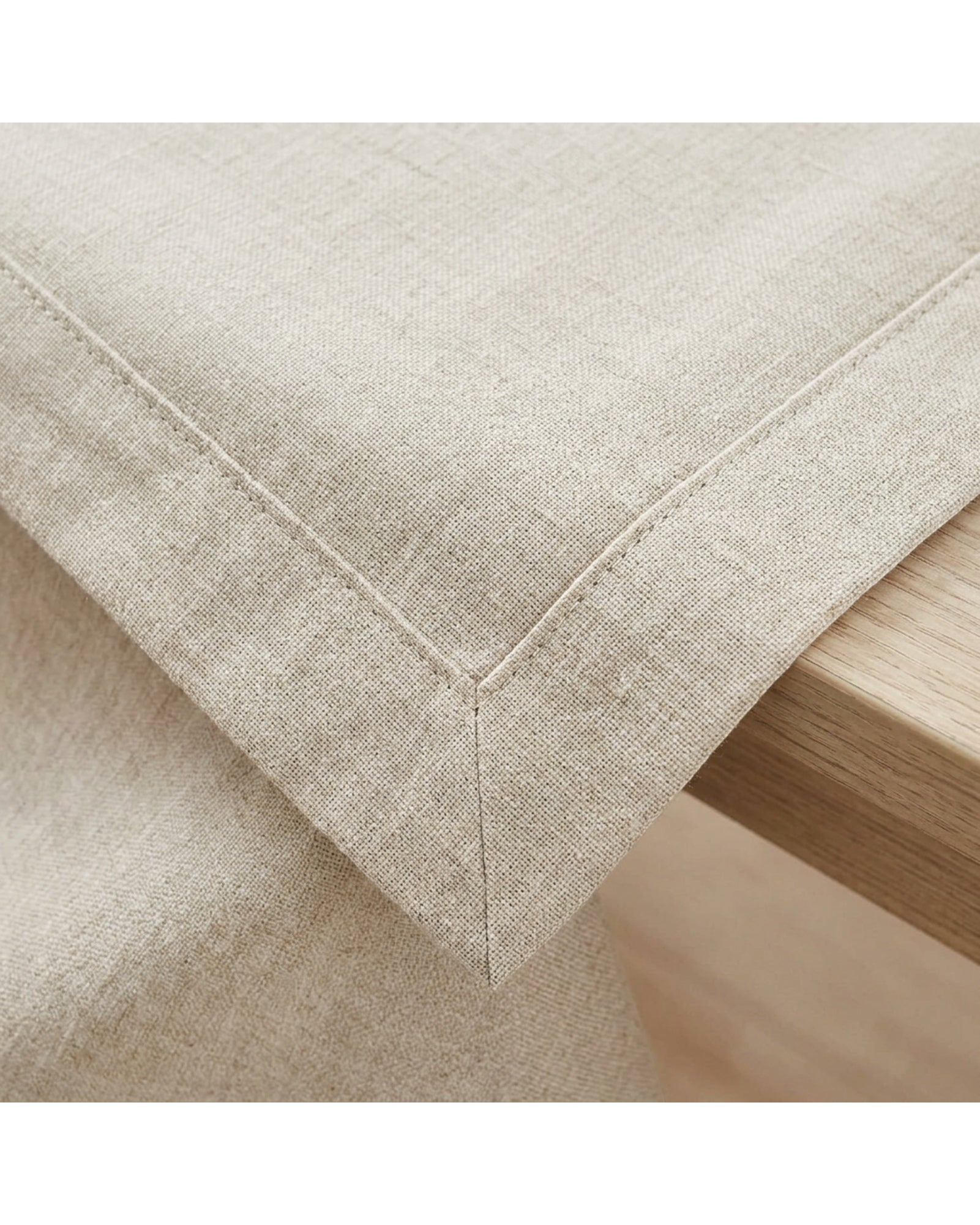 Fbwjg Rectangular Linen Blend Tablecloth Oatmeal 60 by 84 Inch - Detail view